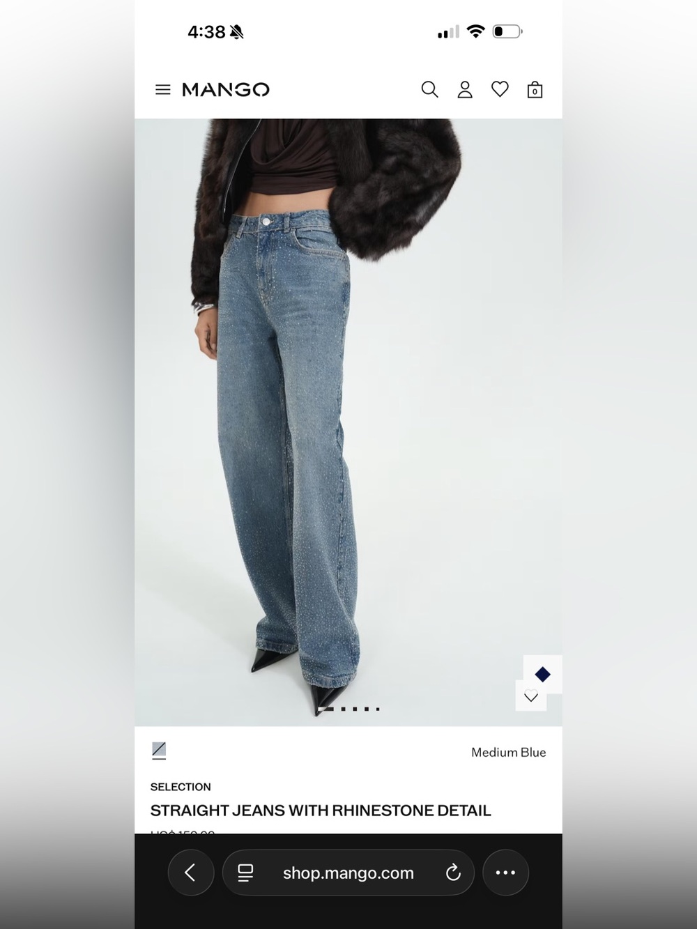 MANGO STRAIGHT JEANS WITH RHINESTONE DETAIL